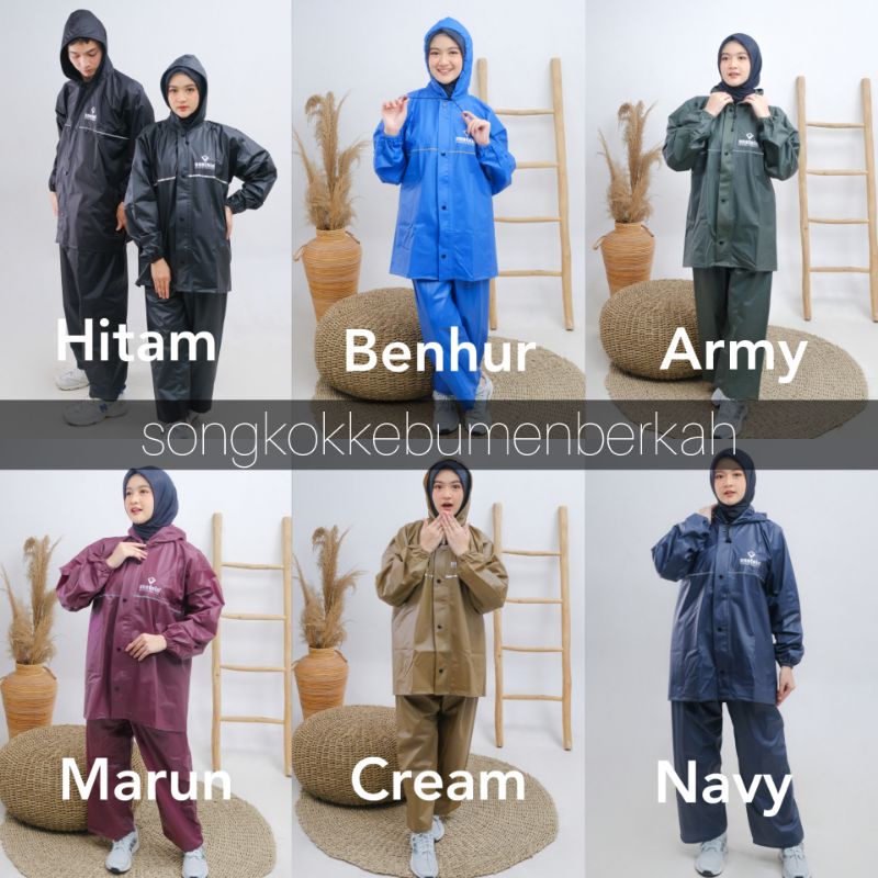 JAS HUJAN RAINCOAT pria wanita setelan celana enstein original bahan pvc tebal anti rembes axio