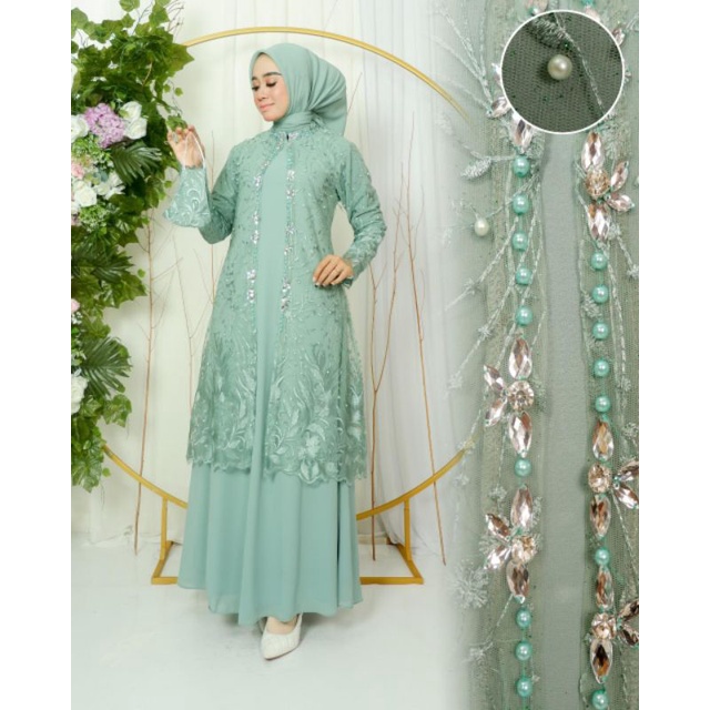 GAMIS CINDERELLA // BAHAN TILLE BORDIR MUTIARA MIX CERUTY // BAJU PESTA // KEBAYA MODERN // KEBAYA WISUDA // By Novie