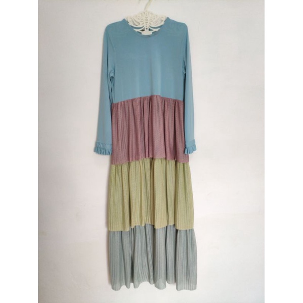 Set Gamis Rainbow Ruffle Jingle Pelangi Cewek Wanita
