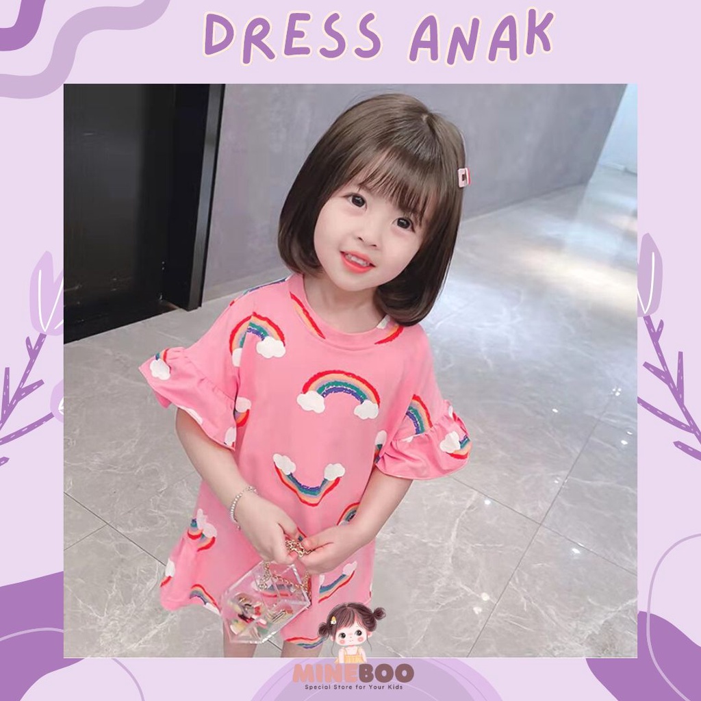 mineboo - RAINBOW GLITTER  1-9tahun Dress Kaos anak perempuan Plangi lucu Baju anak perempuan Gaun/Rok anak