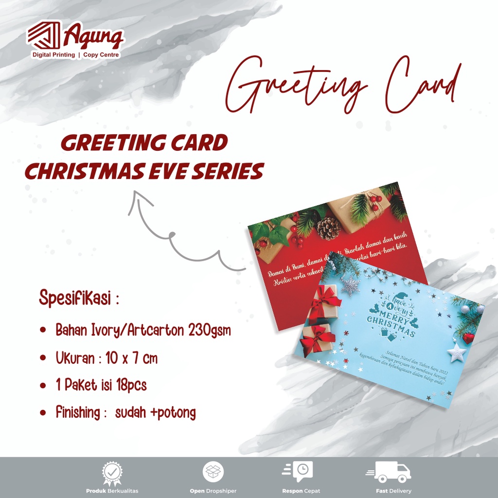 Jual Kartu Ucapan Natal Merry Christmas | Greeting Card Natal | Kartu
