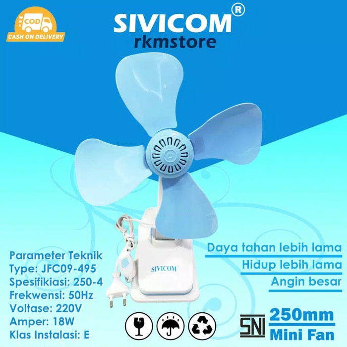 kipas angin kipas angin jepit mini fan merk Sivicom 3in1 23watt - 18 watt(N7Y2) kipas angin mini bat
