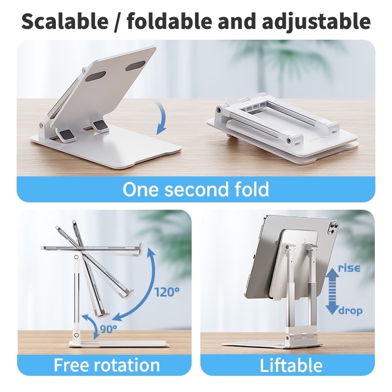 GOOJODOQ Tablet Bracket Folding Desktop Lazy Live Computer Telescopic Mobile Phone Bracket Metal Adjustable Angle