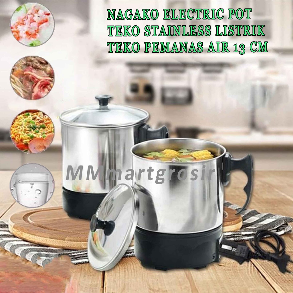 Nagako Electric Pot / Teko Stainless Listrik / Teko Pemanas Air / 13cm