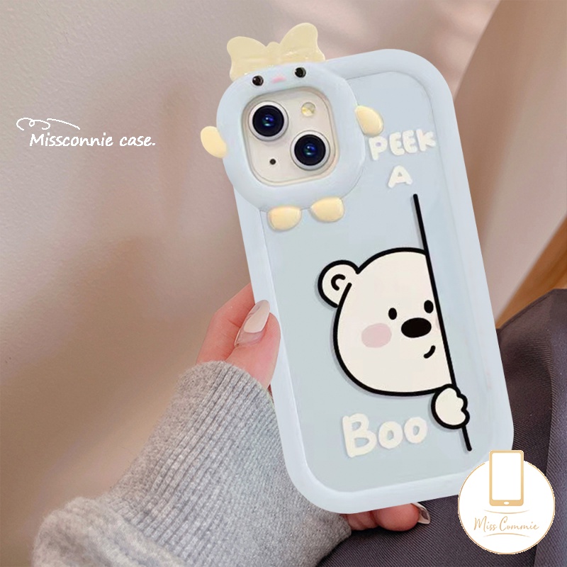 Soft Case Motif Kartun Peek a Boo Bear Puppy 3D Untuk iPhone 6 6s 7 8 Plus 11 13 12 14 Pro MAX XR 14 Plus X XS MAX SE 2020