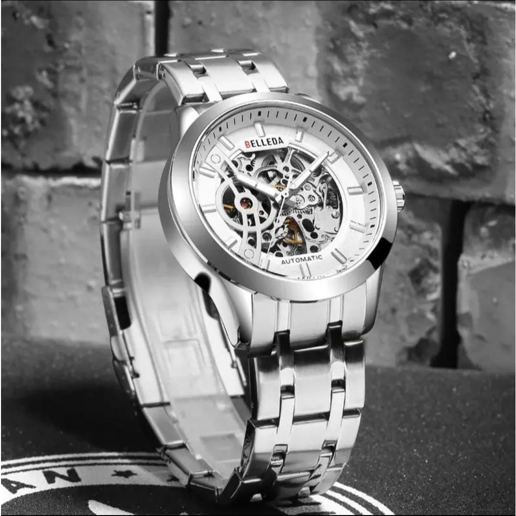 [COD] JAM TANGAN BELLEDA 9302 ORIGINAL ANTI AIR - JAM TANGAN CASUAL AUTOMATIC RANTAI STAINLESS ( FREE COX + KARTU GARANSI )