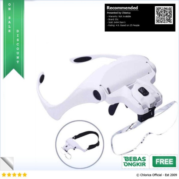 

Unik Helm Kacamata Pembesar Reparasi Jam 5x Magnifier 2 LED - 9892B2 - Putih Etc Diskon