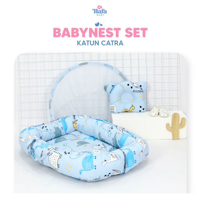 BABY NEST BOAT SET KATUN BANTAL KELAMBU/ TEMPAT TIDUR BAYI/ NAFA BABY