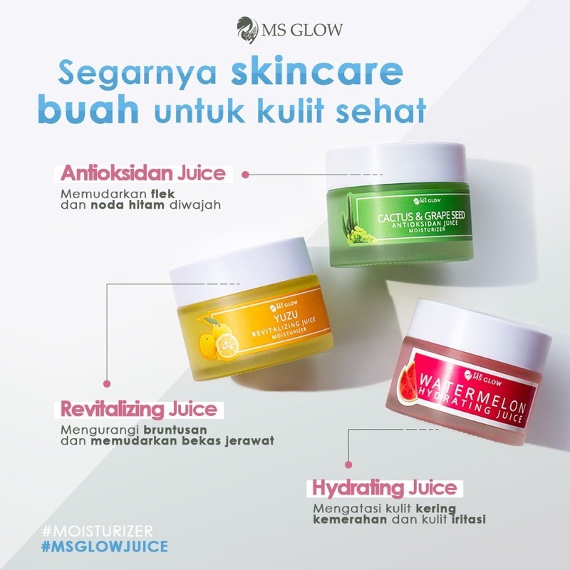 Ms Glow Juice Moisturizer Original Yuzu, Watermelon, Cactus & Grape Seed - Agen Msglow Beauty Samari