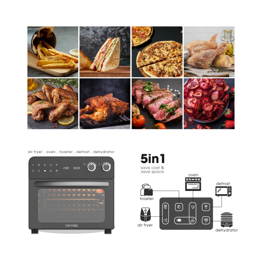 Air Fryer Oven Oxynic Full Touchscreen Capacity 23L Garansi 2 Tahun