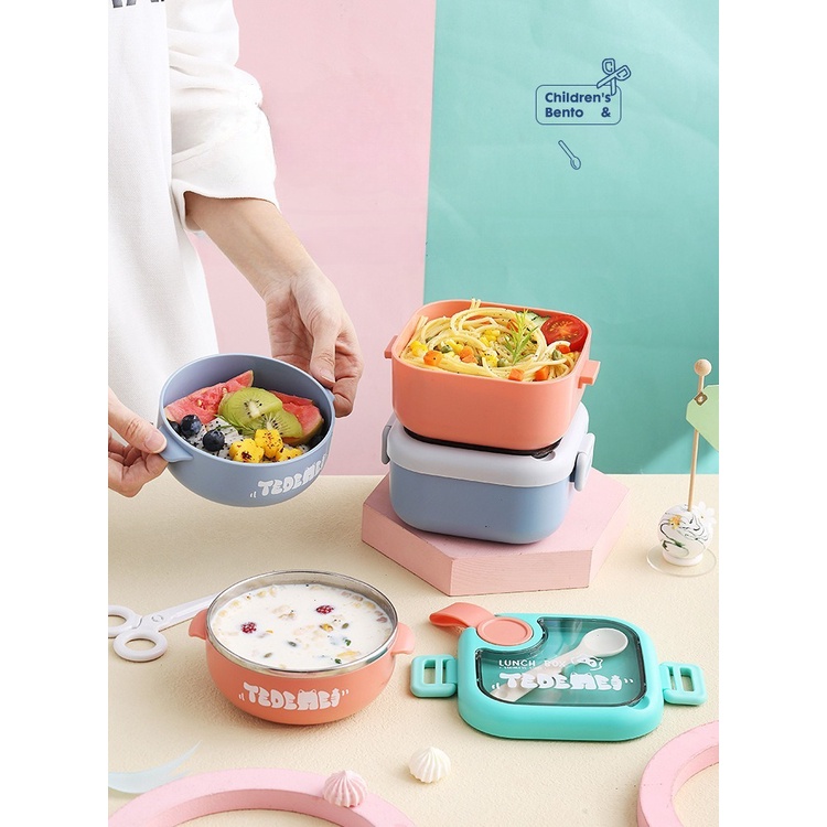 T24 - ECO FRIENDLY KOREAN LUNCH BOX BENTO / KOTAK MAKAN ANAK OMPRENG TDM 750ML