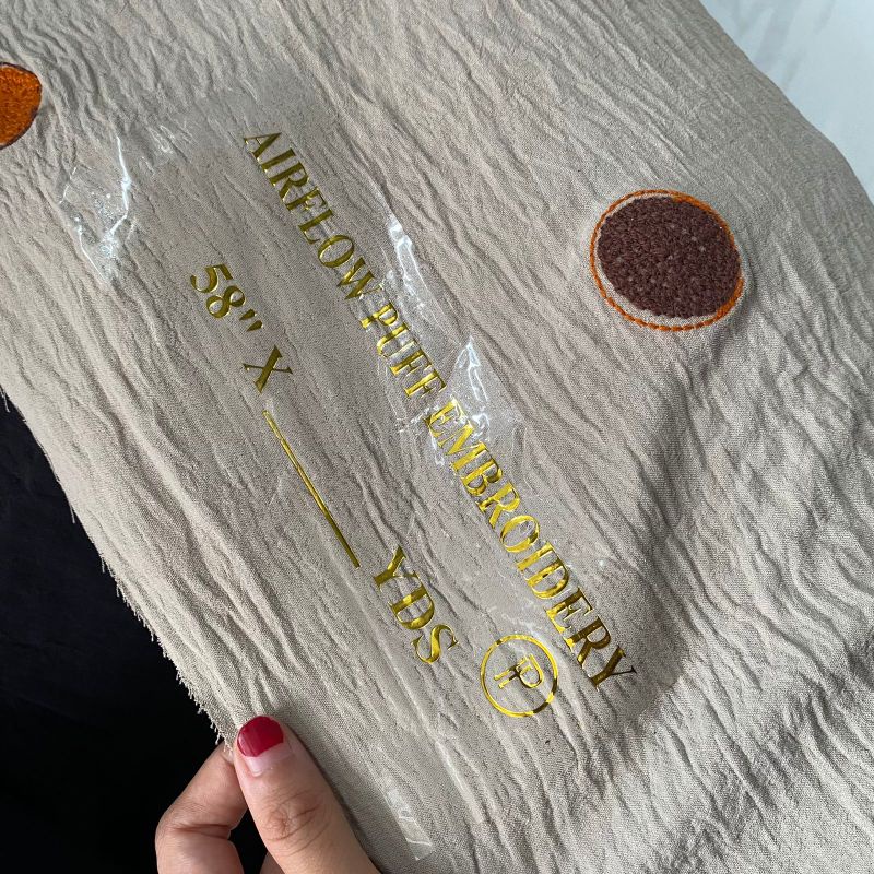 (NEW ARRIVAL) TERMURAH KAIN CRINKLE AIRFLOW PUFF EMBROIDERY POLKA / CRINKLE POM POM