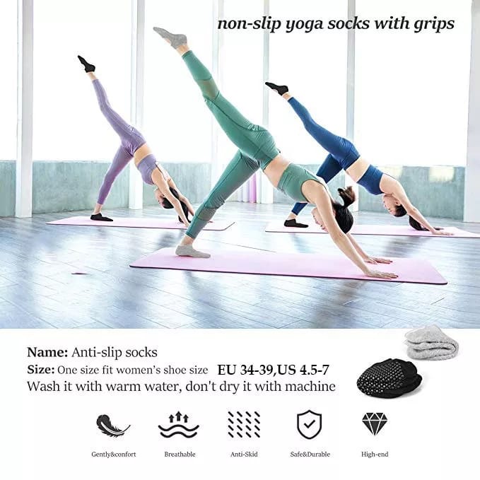 Kaos Kaki Yoga Anti Licin Dengan 5 Jari Tertutup  Tali Silang  Kaos Kaki Pilates Woman Gym Yoga Socks Anti Slip  With Grips Non Slip