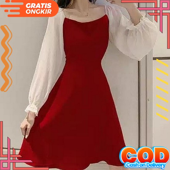 Bisa Cod ‼ Dress Brokat Remaja Modern~Dress Brokat Tingkat~Midi Dress~Dress Natal Dan Tahun Baru~Dre