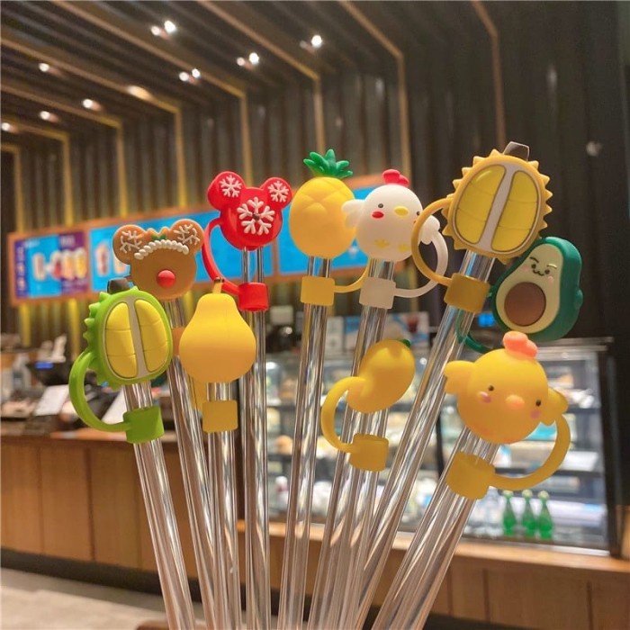 Penutup Sedotan Anti Debu H405 Penutup Sedotan Motif Karakter Lucu imut