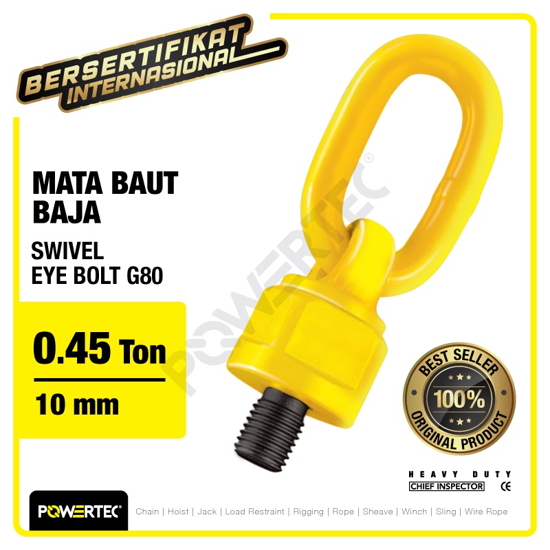 POWERTEC Swivel Eye Bolt / Mata Baut M10 - 0.45 Ton