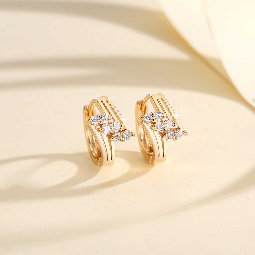 Y834 [COD✔]Anting Kristal Wanita Titanium Hoop Anting Anti Karat Berlian Perhiasan