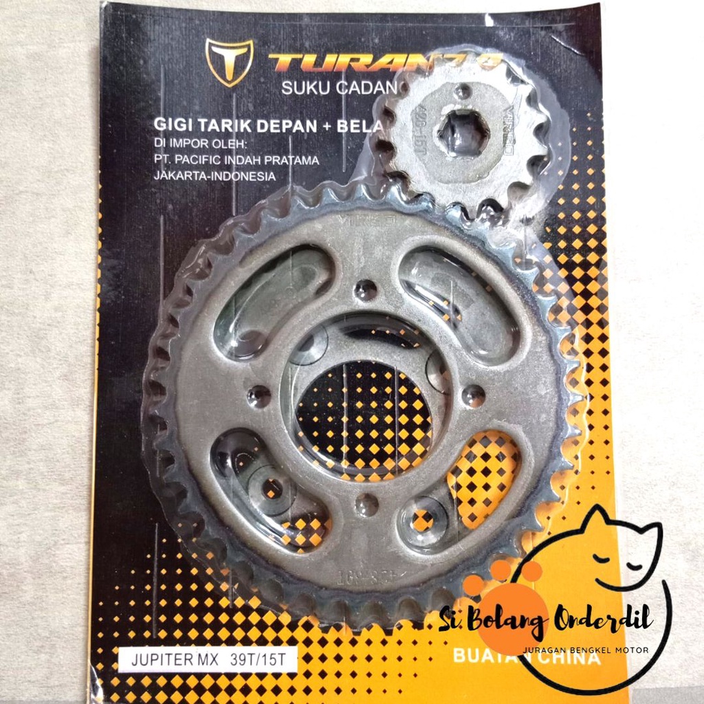 GIR DEPAN BELAKANG JUPITER MX 39T/15T GEAR DEPAN + BELAKANG JUPITER MX 39T/15T VIRGO