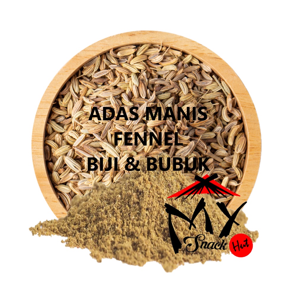 ADAS MANIS FENNEL - PURE FENEL SWEET ANISE BIJI SEEDS GROUND POWDER BUBUK MURNI ASLI XIAO HUI XIANG