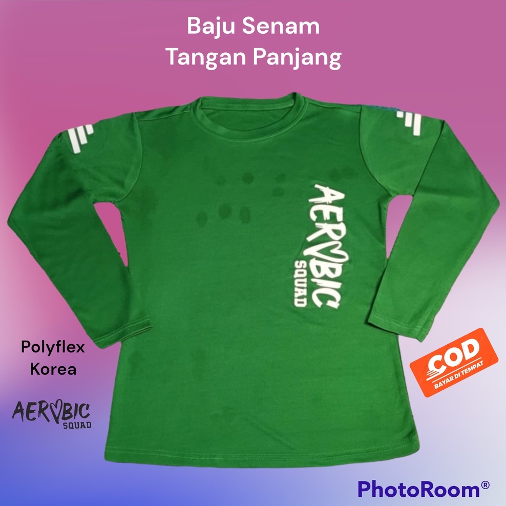 Kaos olahraga lengan panjang baju senam aerobic fitness gym voli wanita