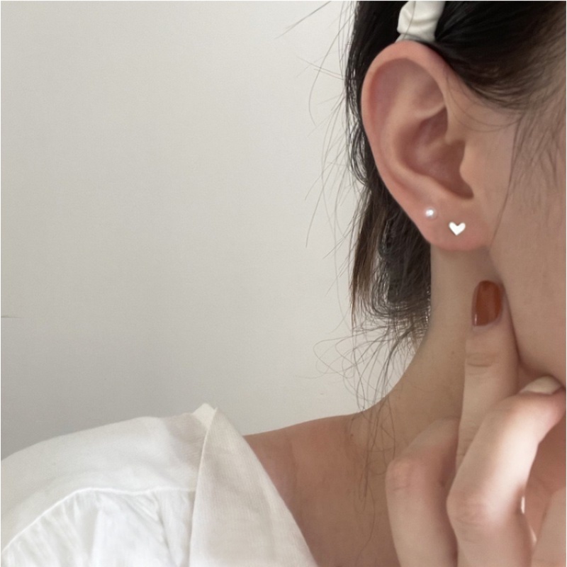 We Flower 3PCs Anting Stud Kristal Mutiara Bentuk Hati Kecil Bahan S925 Silver Gaya Korea Untuk Wanita