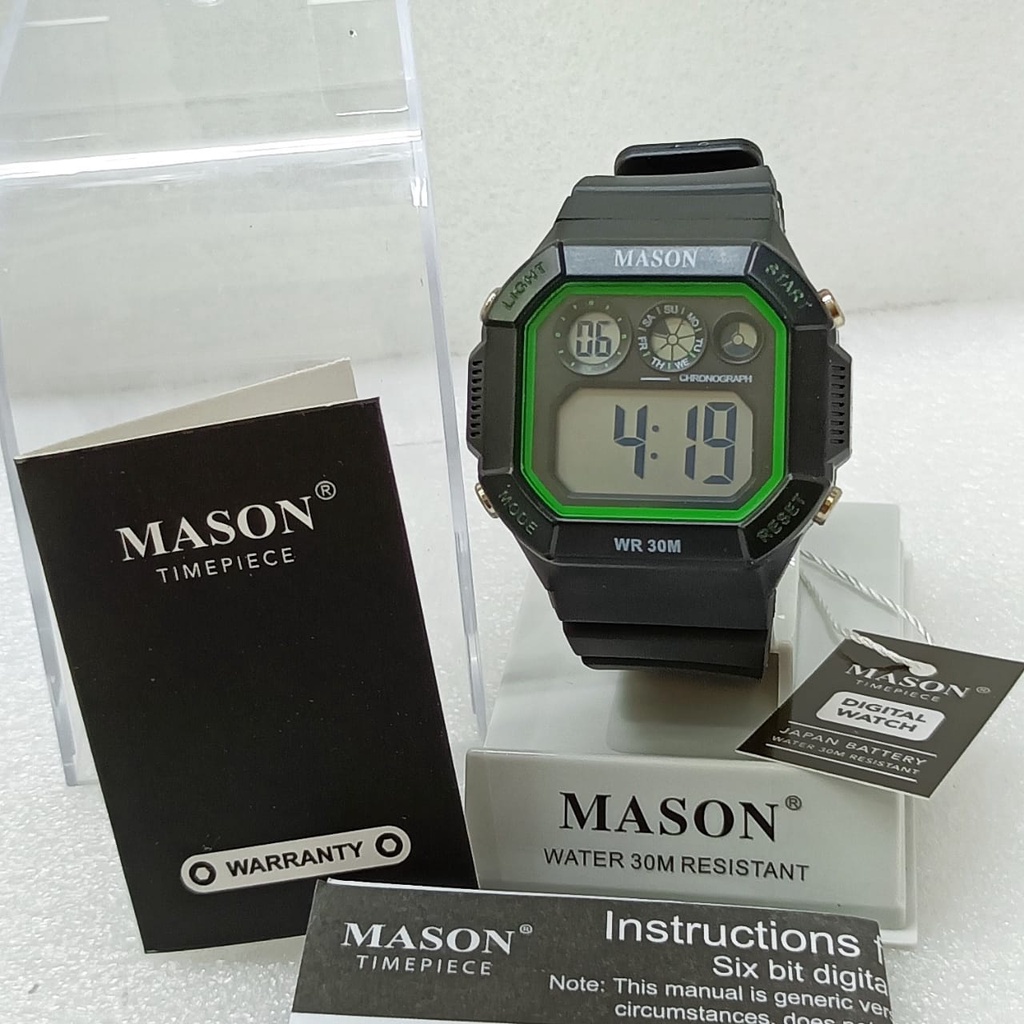 BISA COD! Jam Tangan Cowok Pria Mason 5103 LED Petak Digital Import Murah Mewah BONUS BATERAI CADANGAN!