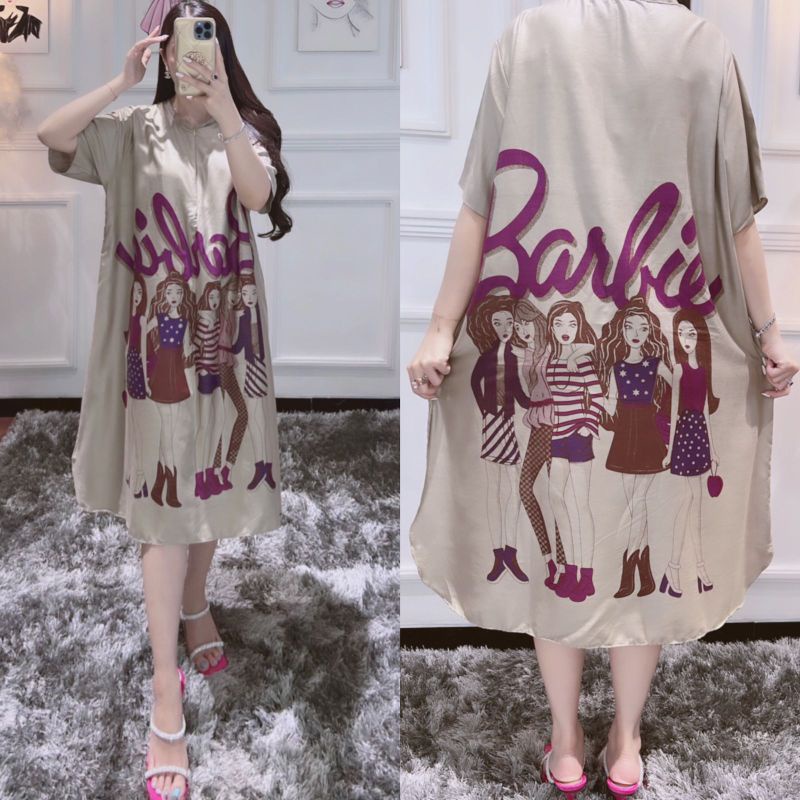 DRESS VIRAL KEKINIAN BARBIE KOREA STYLE HOMEDRESS KARAKTER RAYON JUMBO DASTER SOFIA TERBARU JUMBO