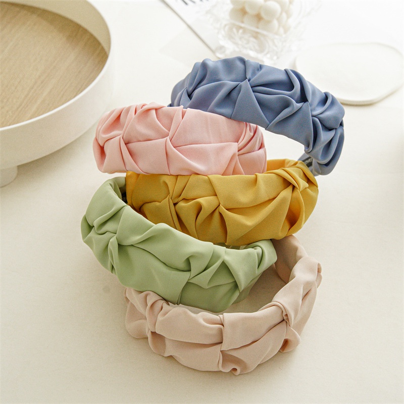 BANDO KAIN SATIN KERUT KOREA HEADBAND SILK LEBAR WIDE BRIMMED HAIR HOOP HEADBAND HAIRBAND HAIR AKSESORIS RAMBUT WANITA BENDO BANDANA KOREAN LEMBUT WARNA POLOS