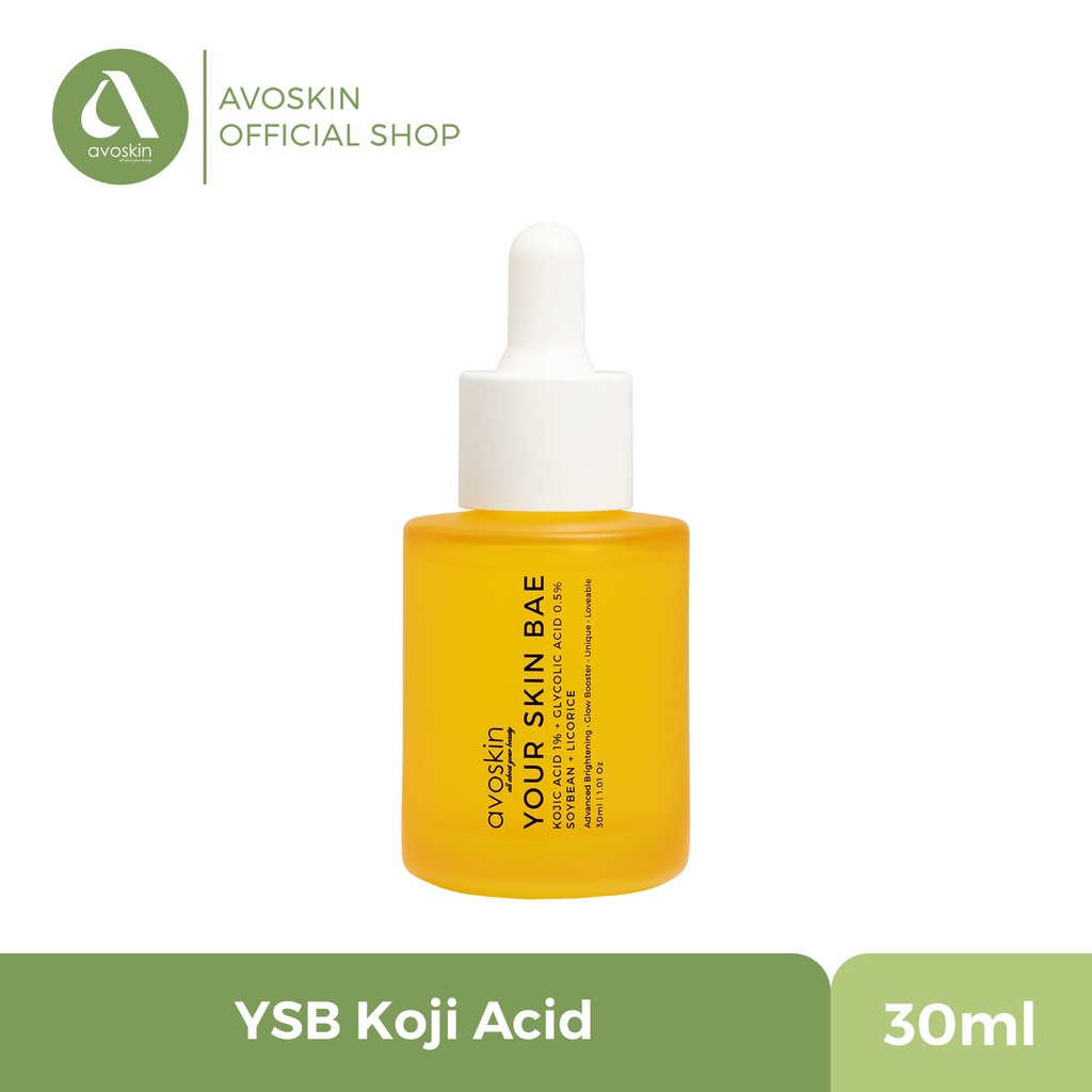 Avoskin Your Skin Bae Serum Kojic Acid 1% + Glycolic Acid + Soybean + Licorice (30ml) untuk Kulit Berjerawat