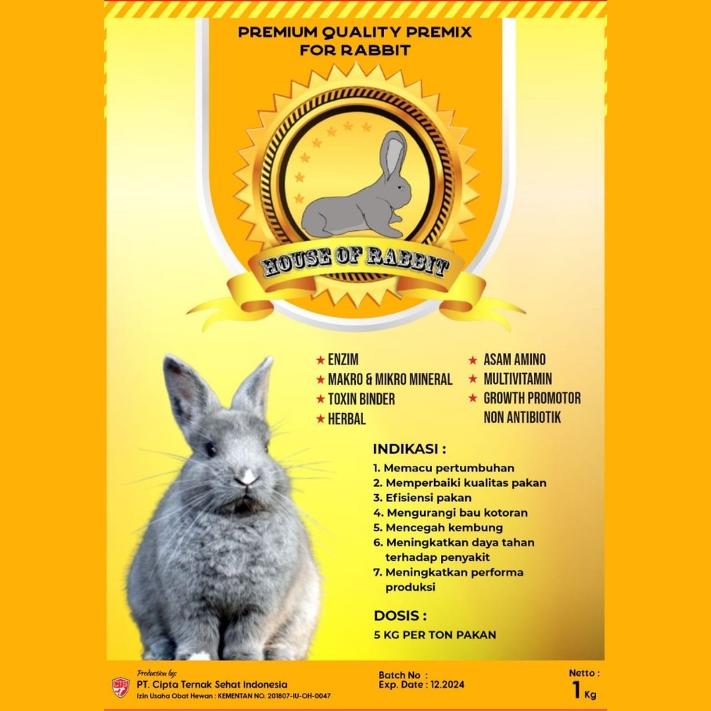 Premix dan Suplemen Khusus Kelinci | HOUSE OF RABBIT | Apoternak