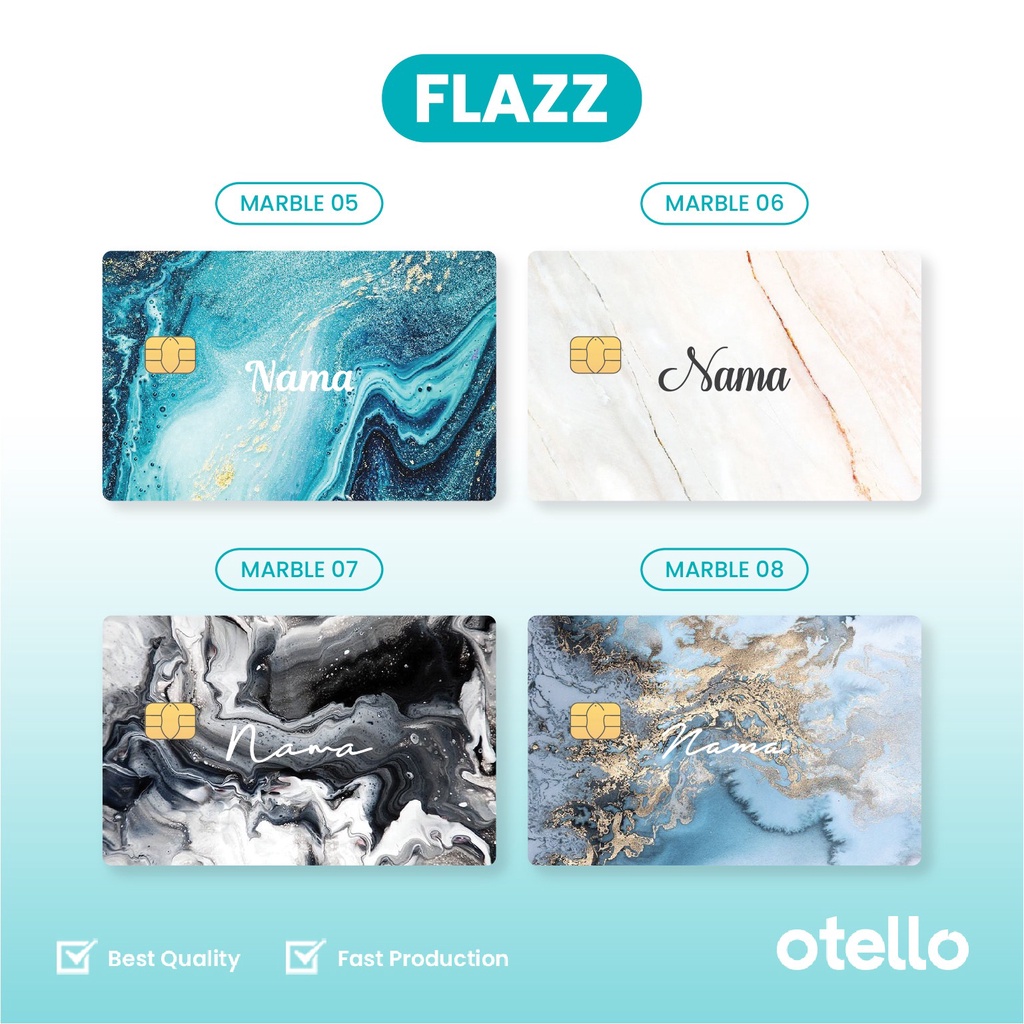 eMoney Flazz Tap Cash Brizzi Marble Nama Kartu Custom Nama eToll Card UV Print