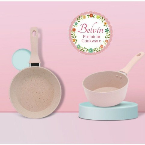 panci kukus Belvin cookware set mpasi baby bayi susu fry pan frypan mini - blue, 14cm frypan H9C3 pa