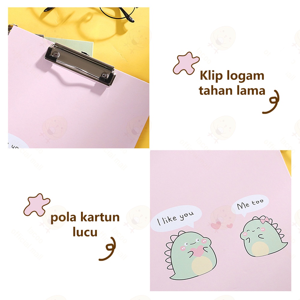 Lacoo Papan ujian aesthetic papan jalan A4 papan clipboard dino Alas ujian
