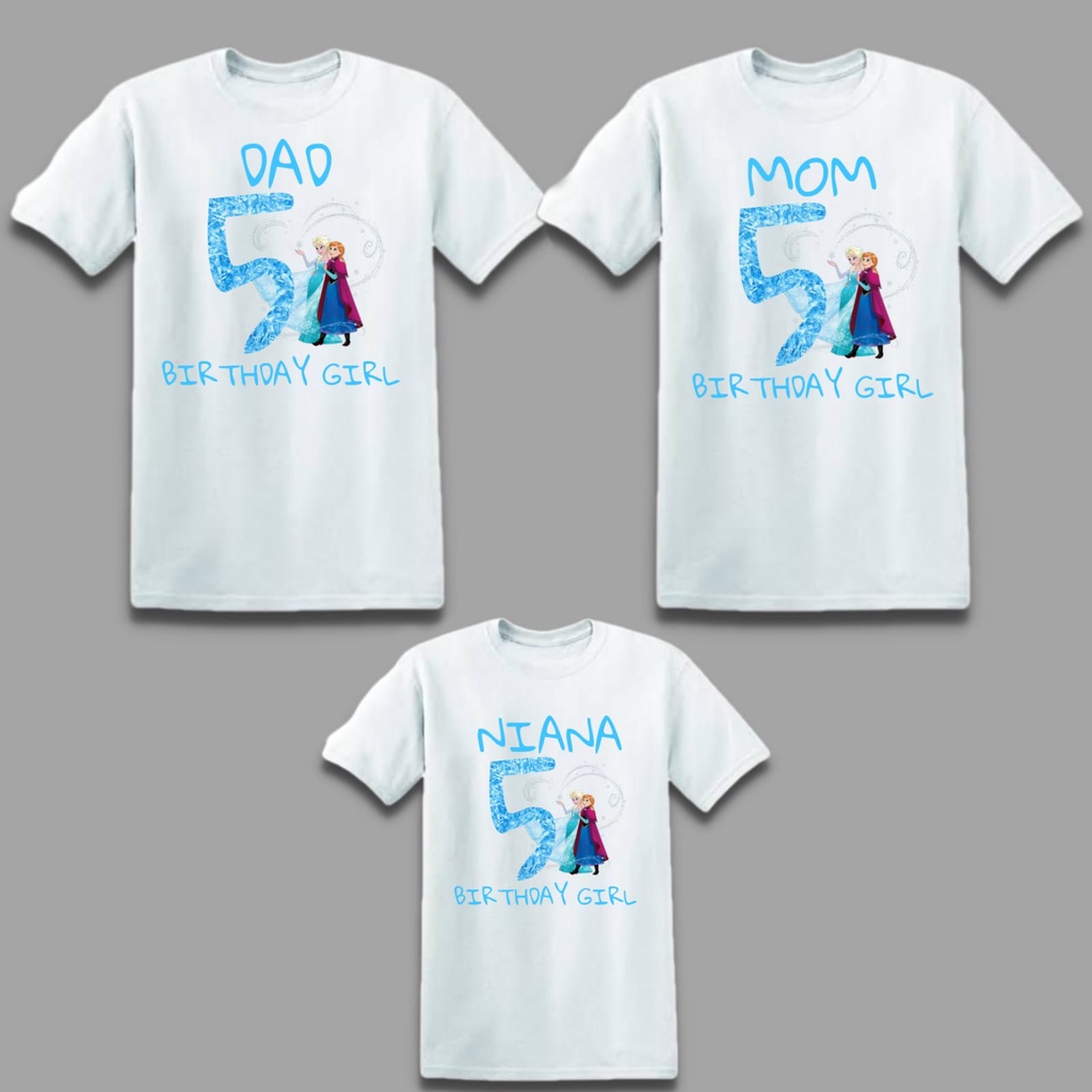 MYSTIQUE.ID-BAJU KAOS FAMILY BIRTHDAY GIRL FROZEN T-SHIRT LUCU DAN AESTHETIC