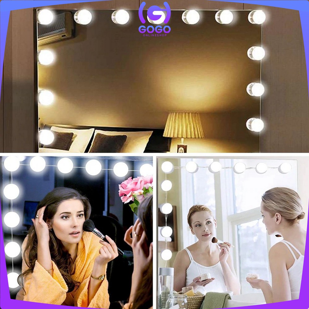 GOGO-K2 Lampu Led Meja Rias Make Up | Lampu Kaca Rias Vanity Mirror Light ( 10 Bohlam )