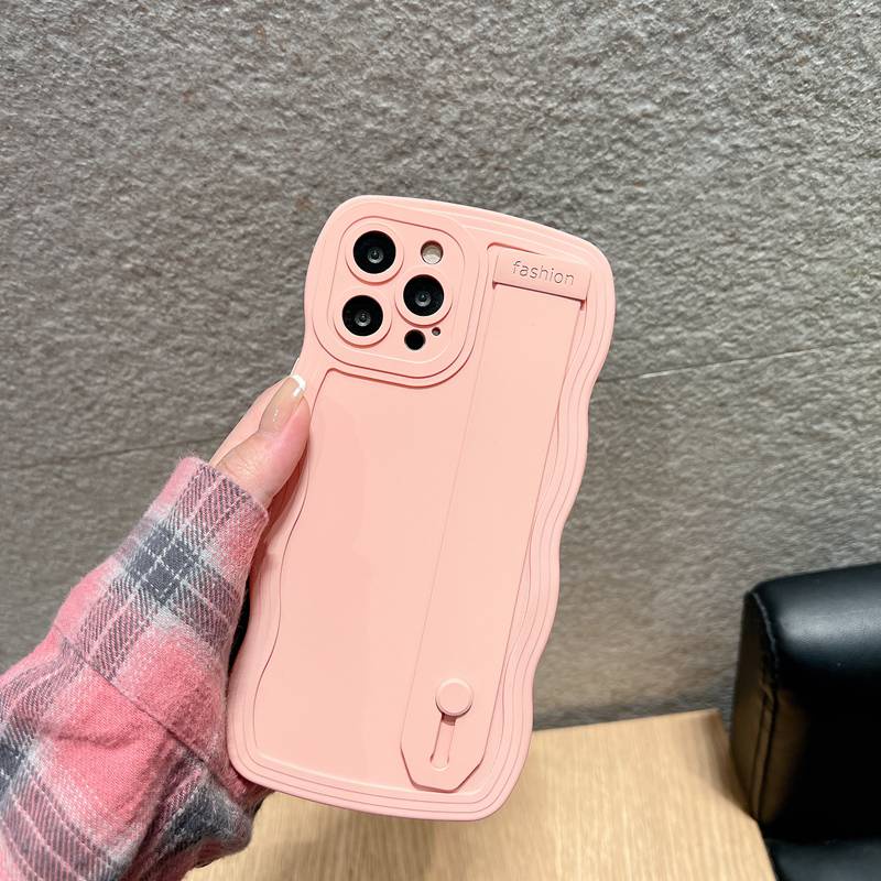 Case Silikon Pink Wave + strap Untuk OPPO A3S A31 A53 A33 A9 A5 A57 A96 F11 Reno 5 6 8 VIVO Y11 Y12i Y15 Y17 Y12S Y20S Y20i V9 S1 V23 Y19