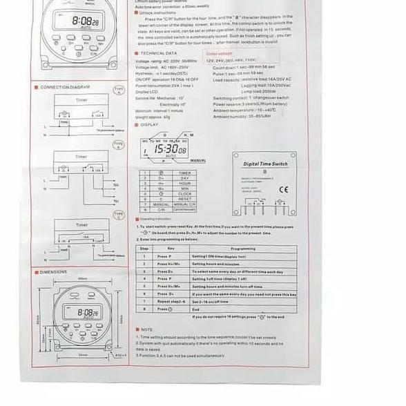 Switch Timer DC 12V 16A / Digital Programmable Timer Switch