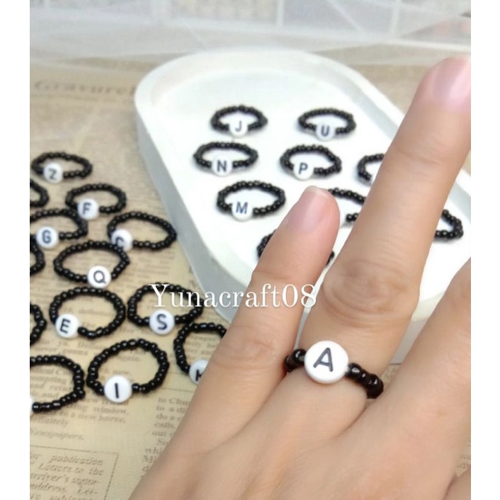 CINCIN INISIAL/cincin manik huruf/cincin beads/cincin korea