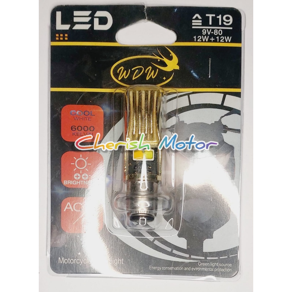 BOHLAM LAMPU LED MOTOR MIO-GRAND-BEAT-VARIO-SMASH LAMPU DEPAN T19 MEREK WDW