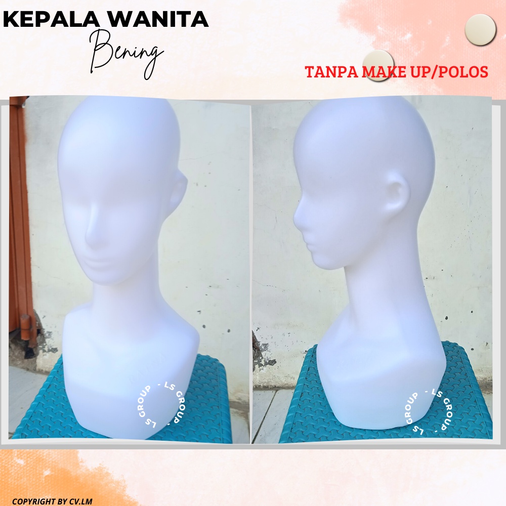 Putih Natural Manekin Kepala Wanita Bening Tanpa Rias Patung Kepala Wanita