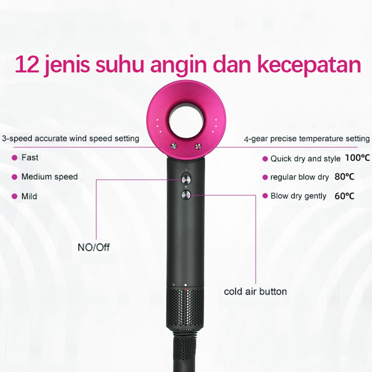 (COD)Hair Dryer 1600 Watt Dengan lima aksesori gaya Watt Rendah Pengering Rambut Mini Salon Profesional Perawatan Rambut Daya Tinggi