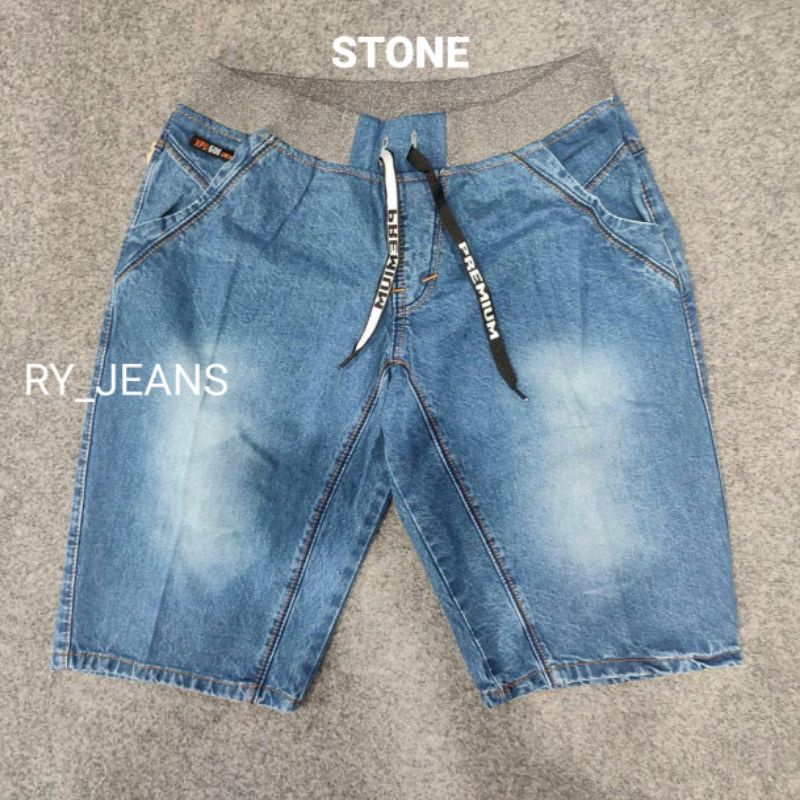 JEANS PENDEK PRIA KOLOR RIP XPD CELANA PENDEK PINGGANG KARET