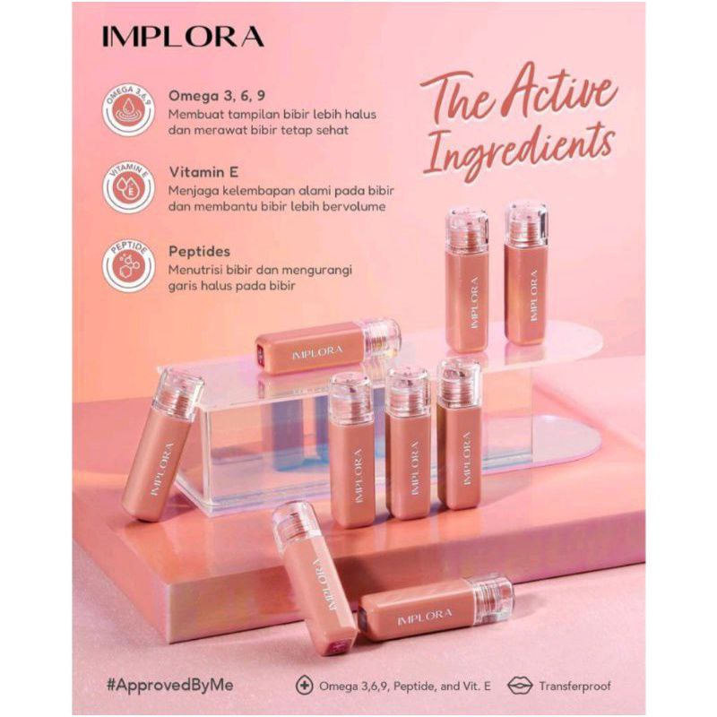 IMPLORA Jelly Tint Indonesia / Juicy Plumpy Lips 5ml / Vitamin E Peptide Omega