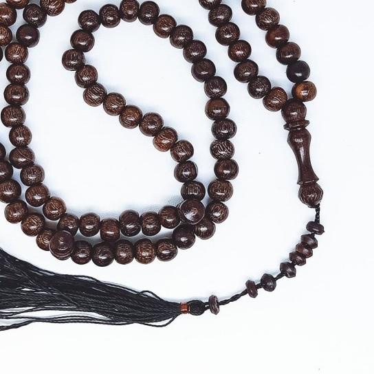 Tasbih Kayu Galih Asem Asli Bertuah 99 Butir - VeE Kalung Tasbih