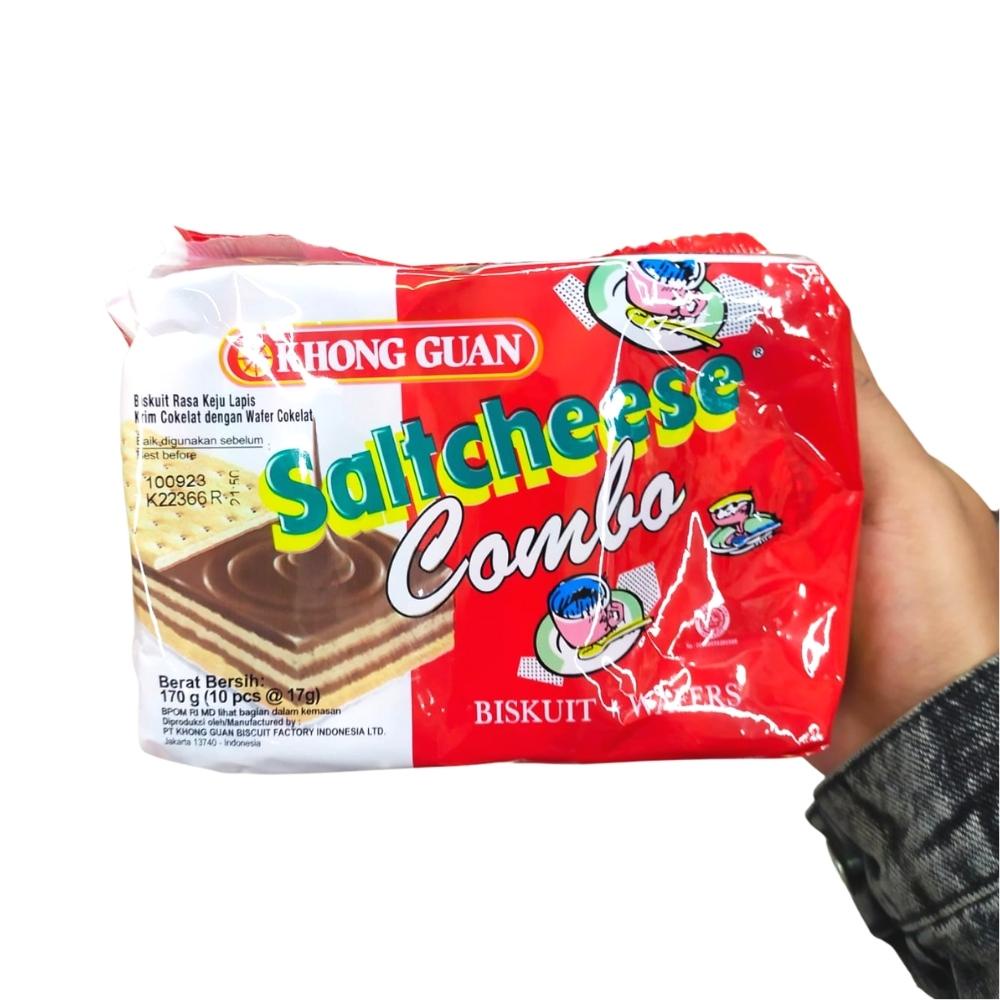 

Khong Guan Saltcheese Combo Biskuit Rasa Keju dengan Krim Coklat isi 10pcs @17gr