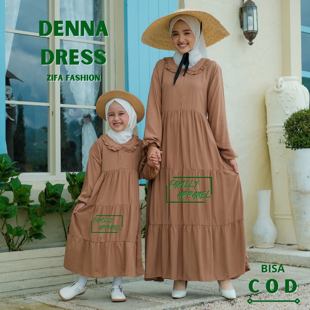 Denna Dress Gamis Polos Twill Anak Jumbo Daster Mocca Zifa Fashion
