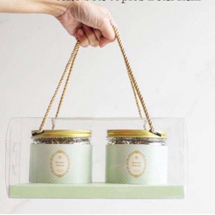 

メ (MIN5 pcs) box mika tali alas lubang/ kotak hampers kue kering isi 2 (26x14x12cm) ド