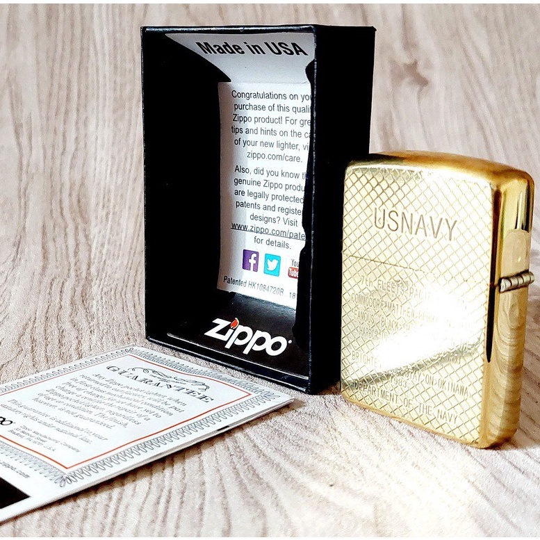 Korek Zippo Gold Lights USNAVY 2 Sisi High Premium