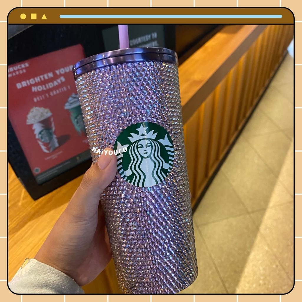 Tumbler Starbucks Holiday Christmas Swarovski Corkcicle Purple Grande Size 473ml Stainless Steel