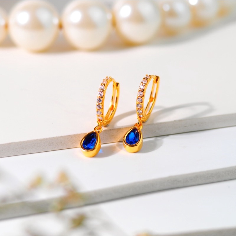 Anting Emas Jepret Bulat Mata Tabur Tetes Air Tanam - Toko Emas Gadjah